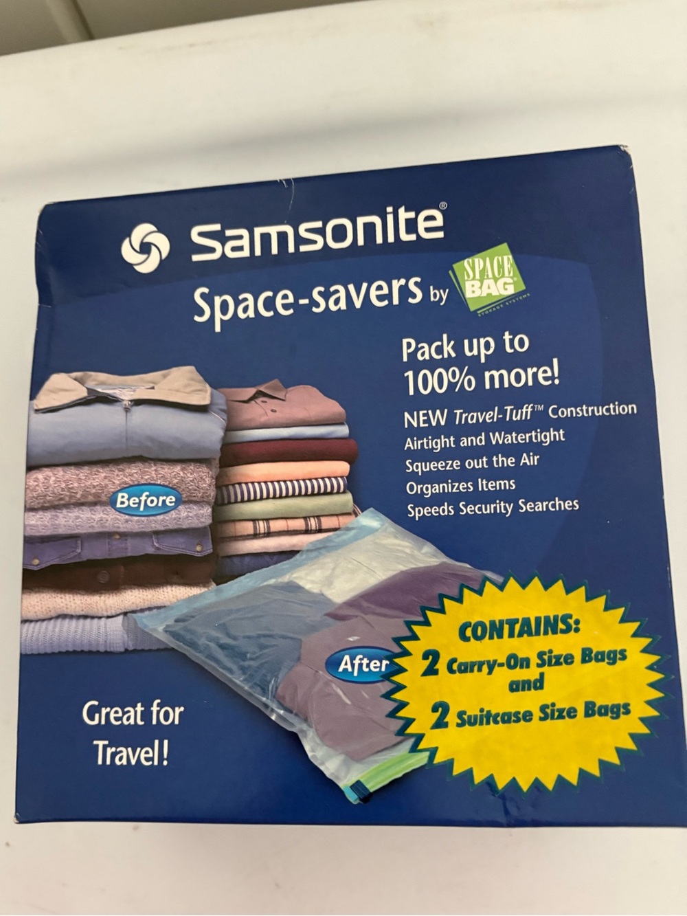 SAMSONITE - Space-Saver Bags 4 Pack - Includes 2 Carry-On & 2 Suitcase Size Bags